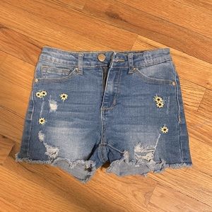 Joe's Jeans. Kids shorts with rips and sunflowers